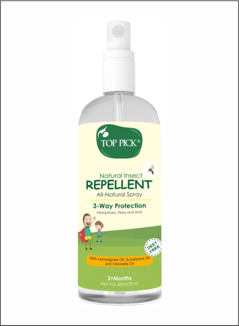 Top Pick Triple Protection Insect Repellent - Lemongrass, Eucalyptus - Citronella For 3+ months