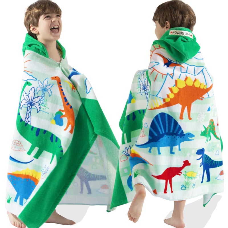VOOVA & MOVAS VOOVA  MOVAS Toddler Towels Age 310 30X50100 Cotton  Thick  Absorbent Beach  Pool  Bath  Bathroom  Swim Towel  Wearable Wrap for Boys Dinosaur  Dino 