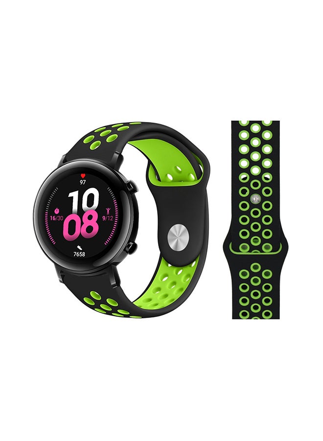 Perfii Dot Silicon Replacement Band For Huawei Watch GT 2 42mm Black/Green