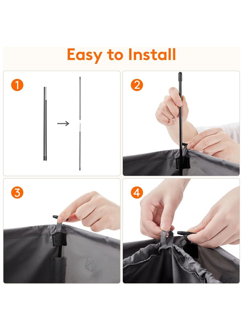 سلة غسيل مزدوجة سعة 136 لترًا مع غطاء وأكياس غسيل قابلة للإزالة، سلة غسيل كبيرة مقسمة، سلة غسيل قابلة للطي مكونة من قسمين مع مقابض - Image 2