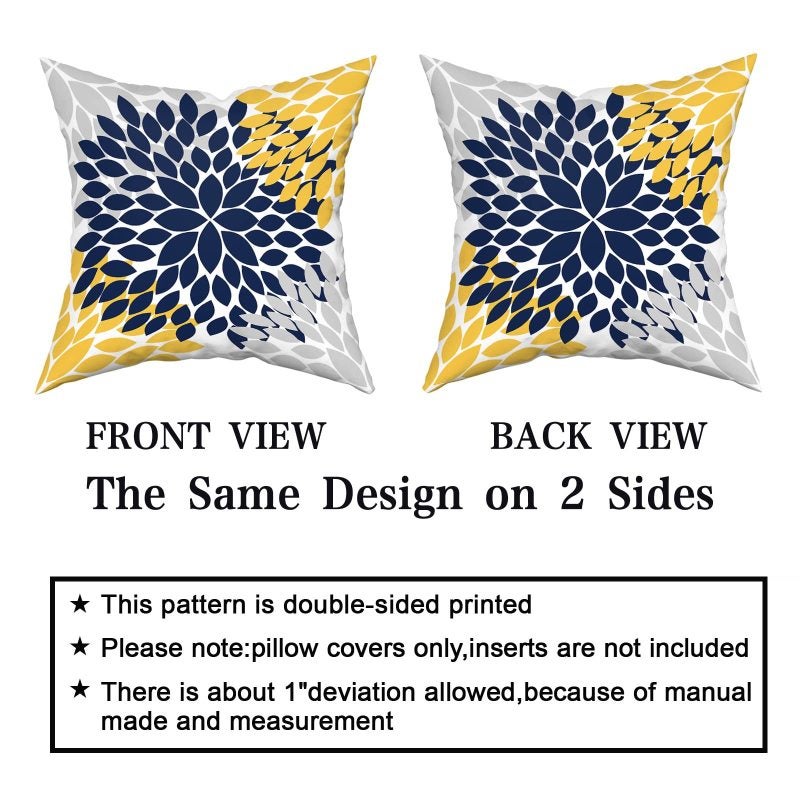 Throw Pillow Cover 18X18 Inch - Dual-Sided Dahlia Floral Geometric Design Soft Durable Cotton-Polyester Blend Fade-Resistant Concealed Zipper for Spring Summer Home Living Room Bedroom Patio Decor - Image 4