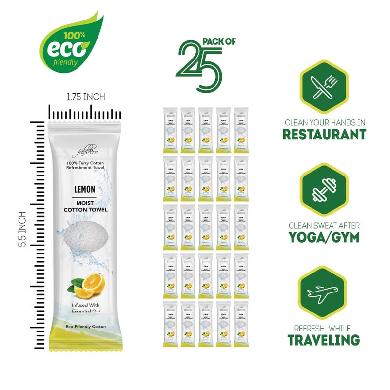 FabbPro Oshibori Moist Terry Cotton Refreshment Towels (50 Pack, 8 x 8 Inches) - White Mildly Scented Pre-moistened Towel to Use Hot or Cold - Lemon & Lavender Scent Bundle of 25 each - Image 3