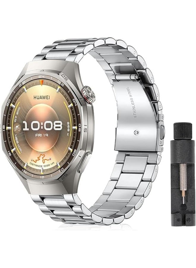 bands  Compatible with Huawei Watch GT6/GT5 46mm/GT5 Pro/GT6 Pro, Stainless Steel Strap [Wear-Resistant] Bracelet, silver, 22mm, Classic