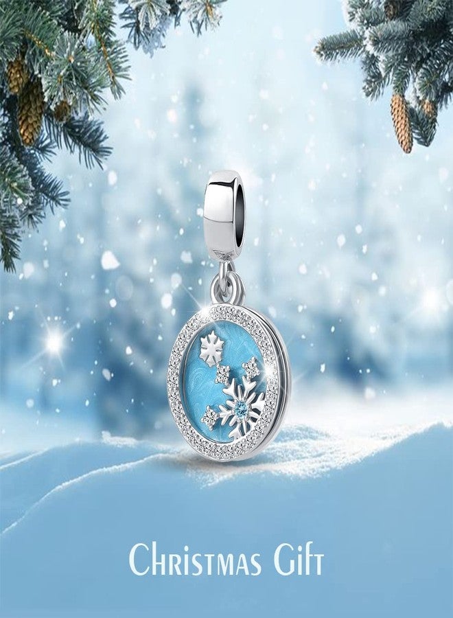 QeenseKc Snowflake Winter Dangle Charm Christmas Green Enamel Dangle Bead for Pandora Bracelet - Image 2