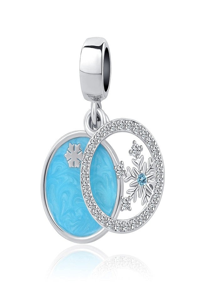 QeenseKc Snowflake Winter Dangle Charm Christmas Green Enamel Dangle Bead for Pandora Bracelet - Image 3