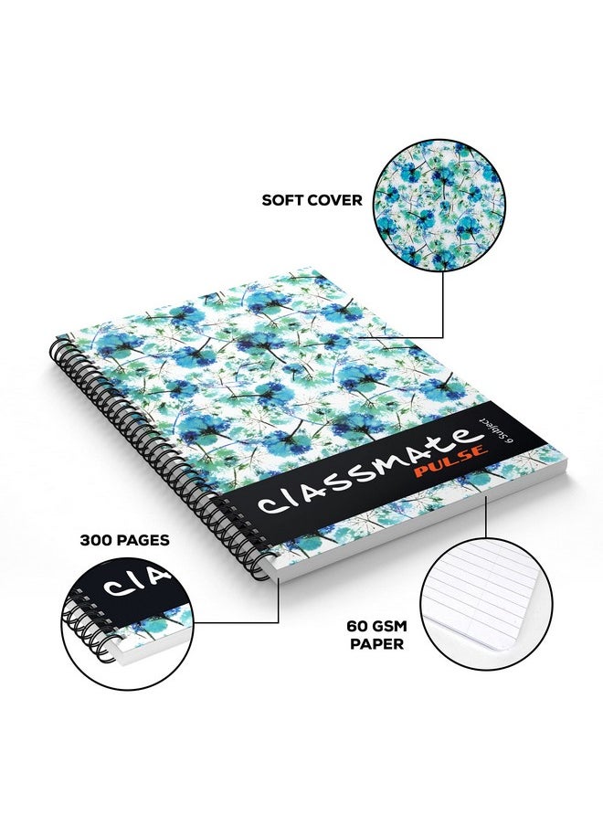 classmate Classmate Pulse Notebook - 300 Pages | Single Line | 26.7cm x 20.3cm | Wiro Binding | Multicolor | Pack of 3 Notebooks | Ruled Notebook for Students  - Image 5