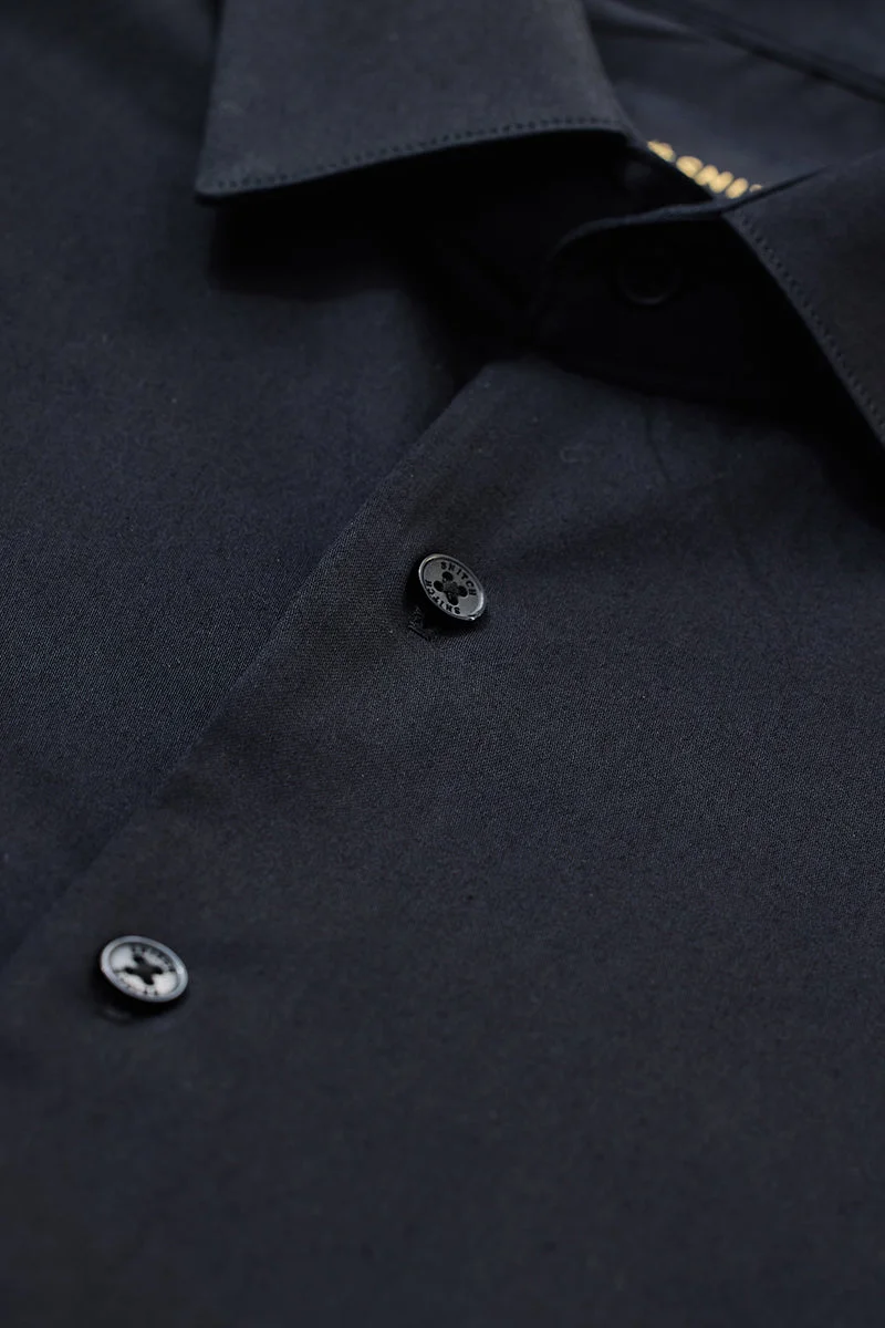 SNITCH Slim Fit Stretch Black Luxe Shirt