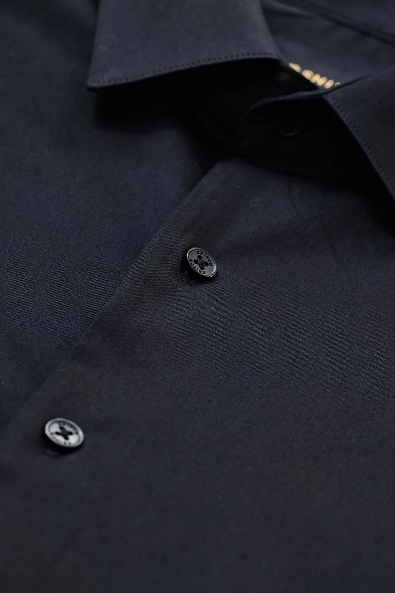 SNITCH Slim Fit Stretch Black Luxe Shirt