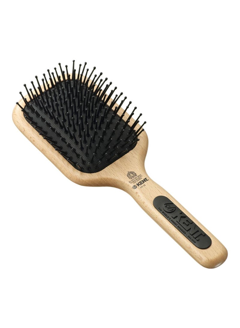 KENT PF18 Paddle Wooden Hair Brush for Detangling, Straightening and Styling - Fine to Medium Hair - Beachwood Handle with Rubber Grip - Image 1