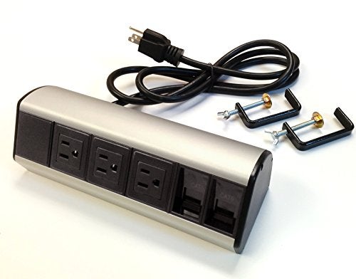 Electriduct Power & Data Desk Edge Mount Tabletop Center - 3 Power and 2 Ethernet CAT6 RJ45 Data ports - Image 4