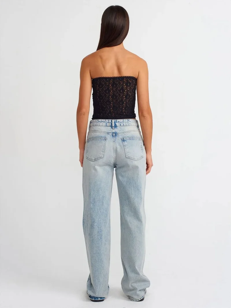 ديلفين Dilvin High-Waist Straight-Leg Cotton Jeans