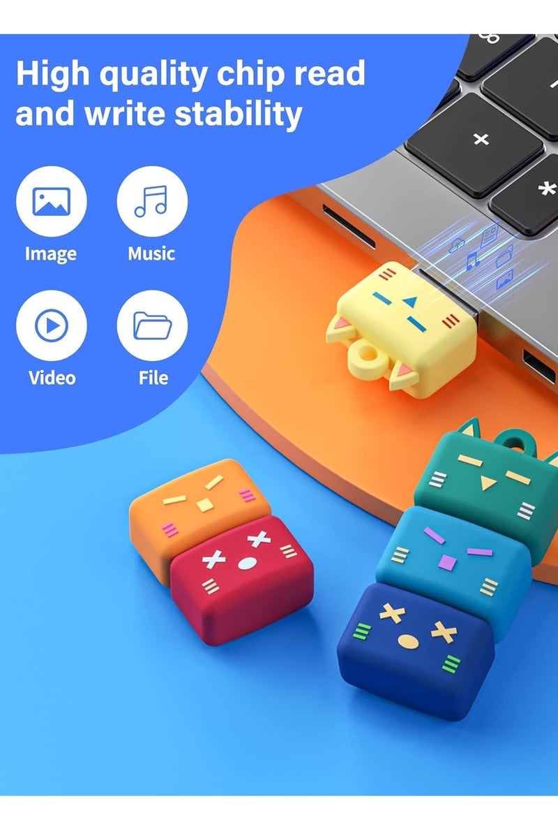 محرك أقراص USB محمول، محرك أقراص USB محمول على شكل قطة لطيفة قابلة للطي، ذاكرة USB صغيرة الحجم ومقاومة للماء، محرك أقراص USB خفيف الوزن صغير الحجم لأجهزة الكمبيوتر المحمولة، (قطعة واحدة، متعدد الألوان، 4 جيجابايت) - Image 3