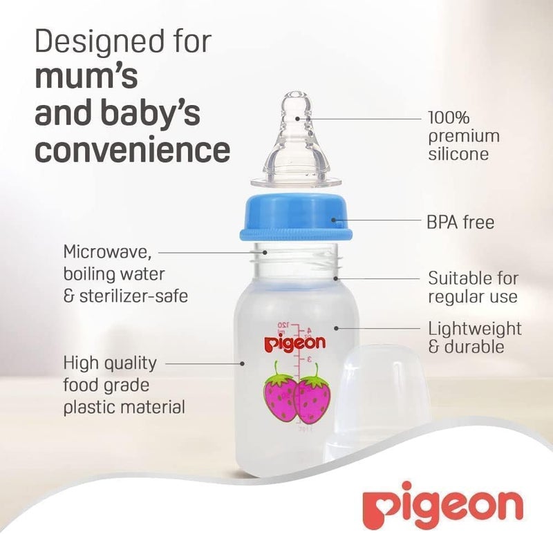 Pigeon Slim Neck Decorated Bottle, Ultra Soft Silicone Nipple, Anti Colic, Bpa Free, Assorted colors ,120ml ,1 Piece - Image 5