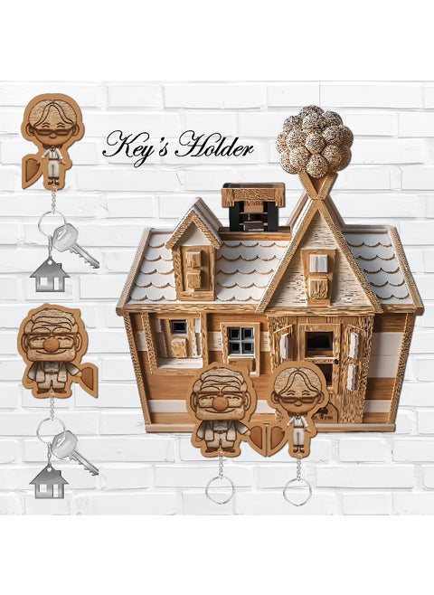 Key Holder Wall Hook – Natural Wood Color in Light Beige Shades, Size 25x35 Cm Stylish & Durable, Printed In High Quality, With A 6 Mm Thickness For Strong Durability, Colored, Elegant Design To Add A Decorative Touch To The Wall, Key Holder, Key Hook, Wall Decor