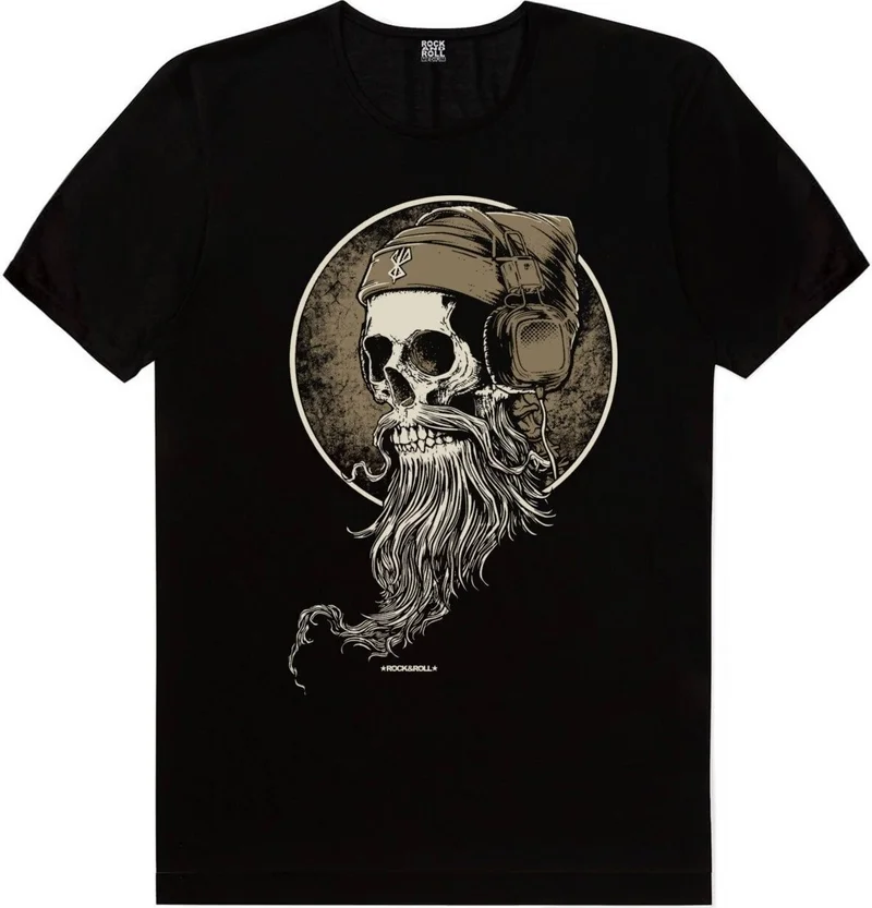 Rock&Roll  Bearded Skull, Live Fast Men's T-Shirt Eco Pack of 2 for Men | Best Price UAE
