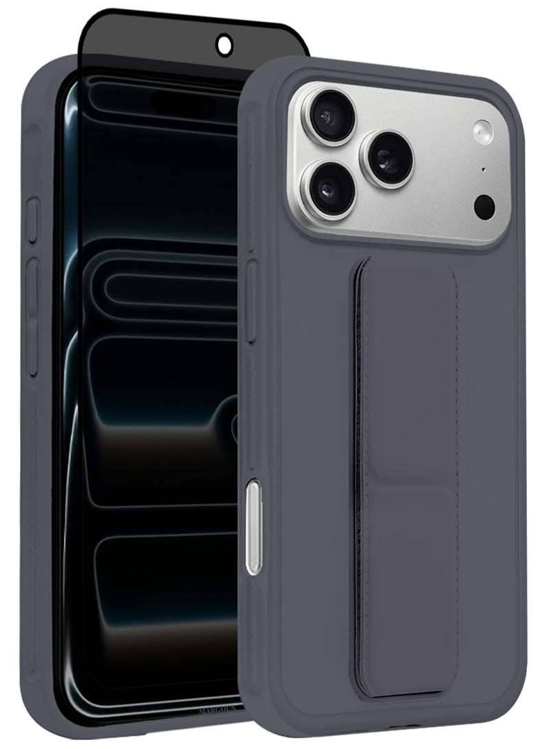 CATANES 2 Packs Premium PU Leather Case for iPhone 17 Pro with Stand Function Shockproof and Anti Scratch Finger Grip with Privacy Screen Protector - Image 1