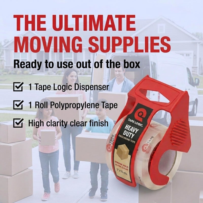 Tape Logic Heavy Duty Packing Tape with Dispenser (2 Pack) â€“ 2.6 Mil Thick Clear Shipping Tape, 2 in x 25 yd â€“ Strong Industrial Adhesive for Moving Boxes, Mailing, & Shipping Packaging - Image 4