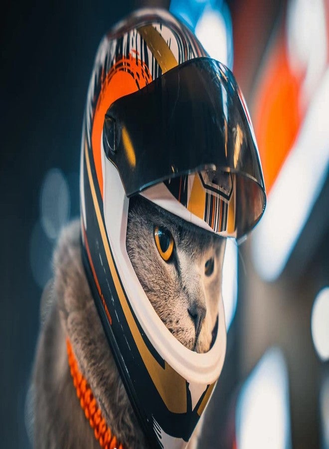 WCDJOMOP Pet Motorcycle Helmet for Cat Dog - Full Face Outdoor Bike Riding Helmet Hat (Multicolor) - Image 2