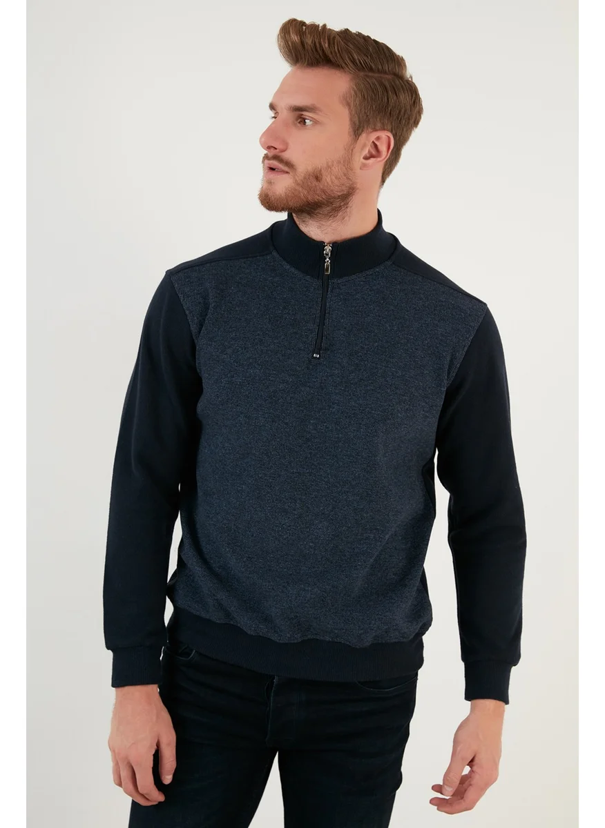 بوراتي Cotton Half Zipper Turtleneck Sweater Men's Sweater 456209
