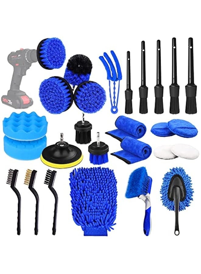 NIBEMINENT 26Pcs Car Detailing Brush Set, Car Detailing Kit, Auto Detailing Drill Brush Set, Car Detailing Brushes, Car Buffing Sponge Pads Kit,Car Accessories,Car Cleaning Tools Kit for Interior,Exterior,Wheels  - Image 1