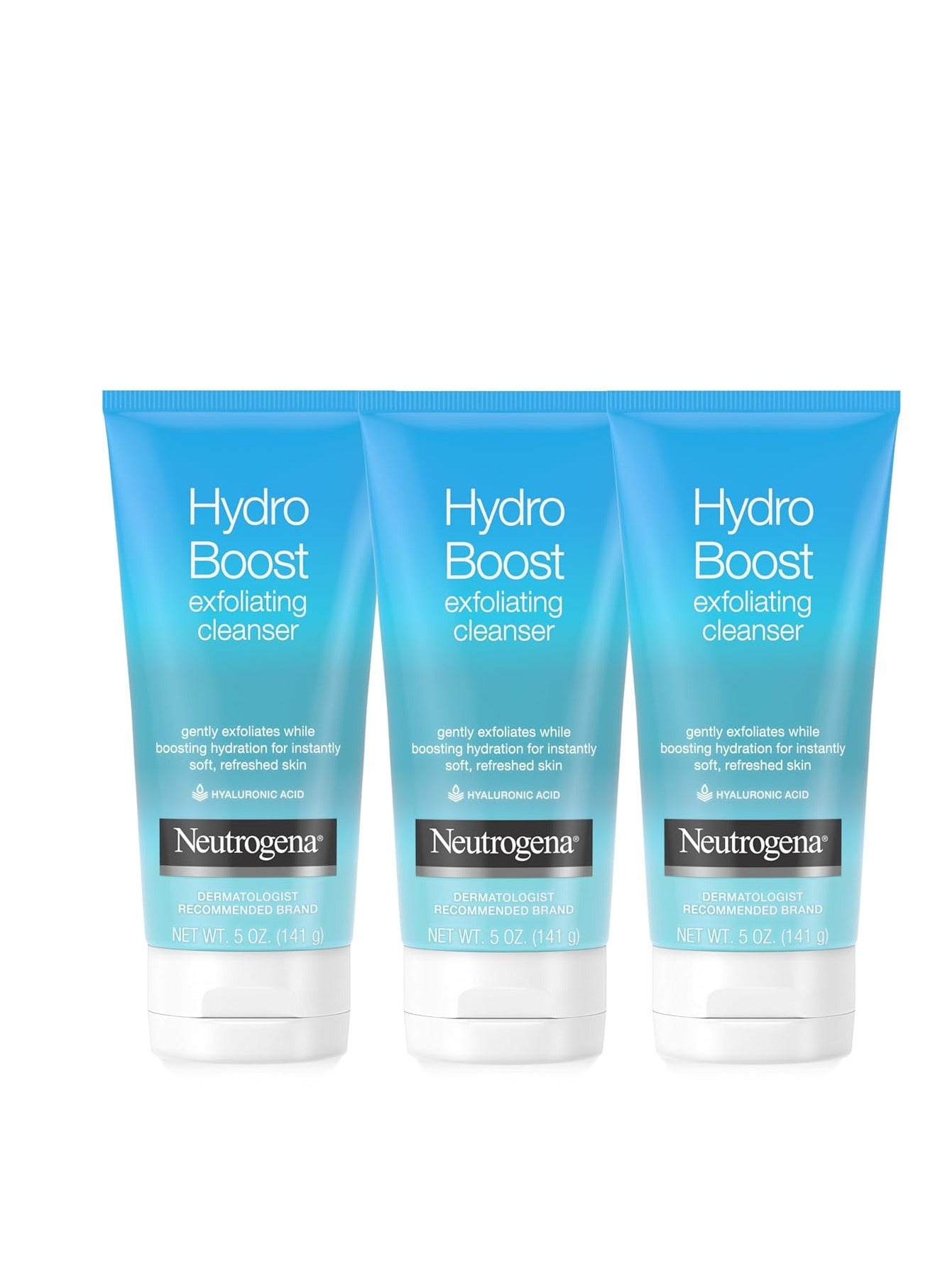 Hydro Boost Gentle Exfoliating Daily Facial Cleanser with Hyaluronic Acid, Clinically Proven to Increase Skin's Hydration Level, Non-Comedogenic Oil-, Soap- & Paraben-Free 5ounce