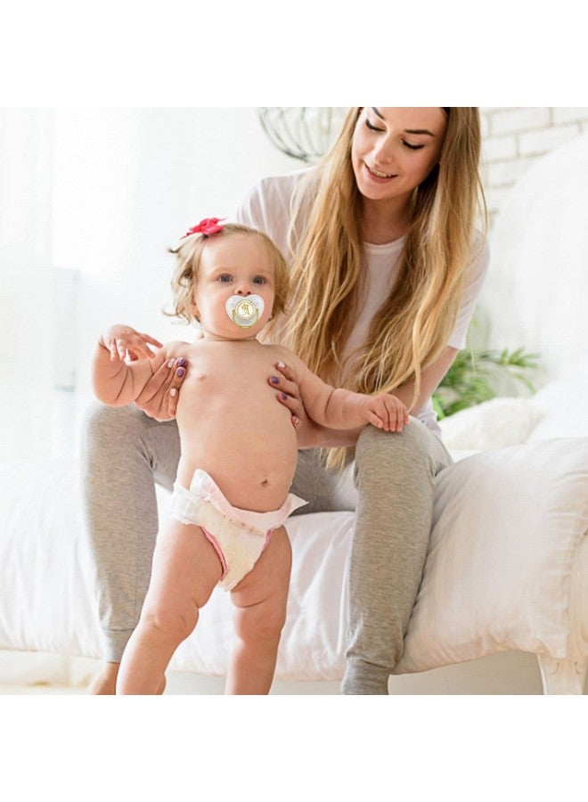 Focket Pacifier Clips Baby Girl, 26 Letter Rhinestone Baby Pacifier with Name Initial Letter, Curved Bling Pacifier for Girl, Newborn Baby Girl Pacifiers Clips, Baby Shower Birthday Gifts (A) - Image 4