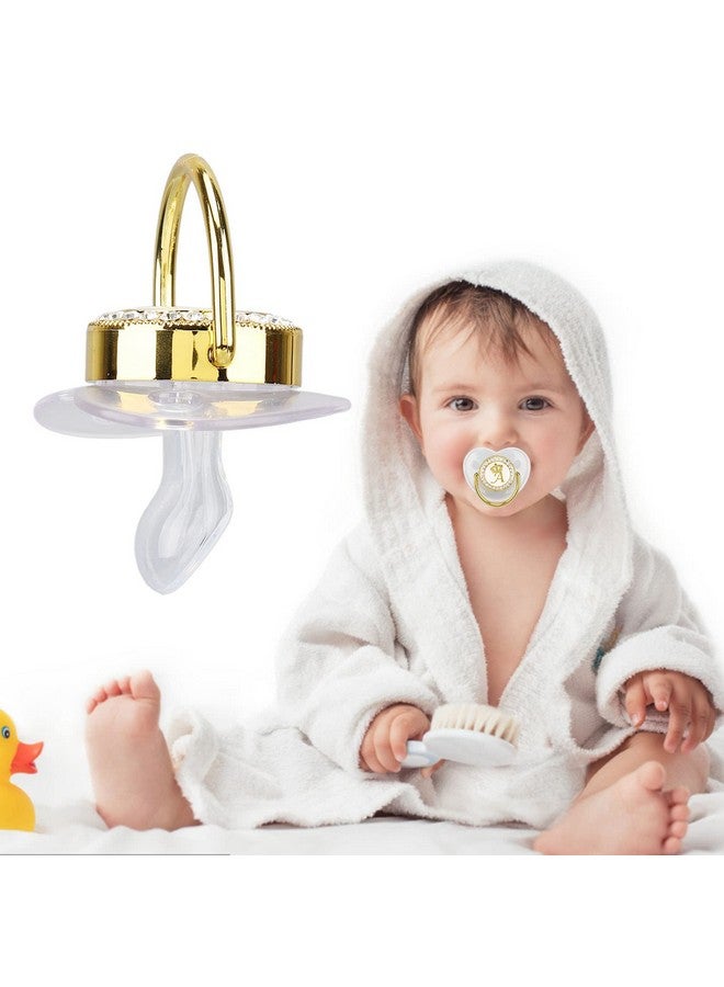 Focket Pacifier Clips Baby Girl, 26 Letter Rhinestone Baby Pacifier with Name Initial Letter, Curved Bling Pacifier for Girl, Newborn Baby Girl Pacifiers Clips, Baby Shower Birthday Gifts (A) - Image 1