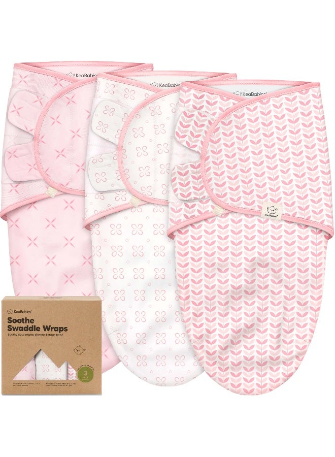 KeaBabies Soothe Swaddle Wraps 3 Pack, Breathable Swaddle, Blossom - Image 1