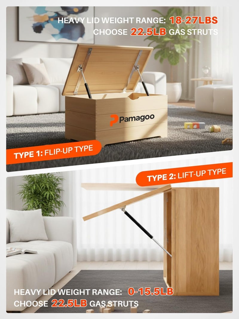 Pamagoo 20 Inch Gas Spring Struts - 22.5Lb/100N Lift Support with L-Type Mounts for Cabinets and Toolboxes - Image 4