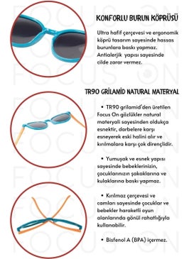 Focus On Polarized Kids Sunglasses | Orange Turquoise | 6-12 Years | Lightweight Flexible  - Image 4