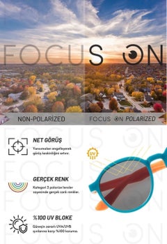 Focus On Polarized Kids Sunglasses | Orange Turquoise | 6-12 Years | Lightweight Flexible  - Image 3