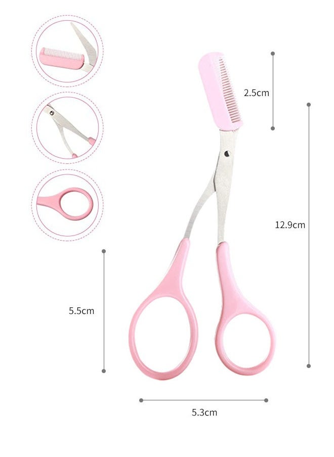 Depend Professional Eyebrow Trimmer Comb Eyelash Hair Scissors Cutter Pink  - Image 5