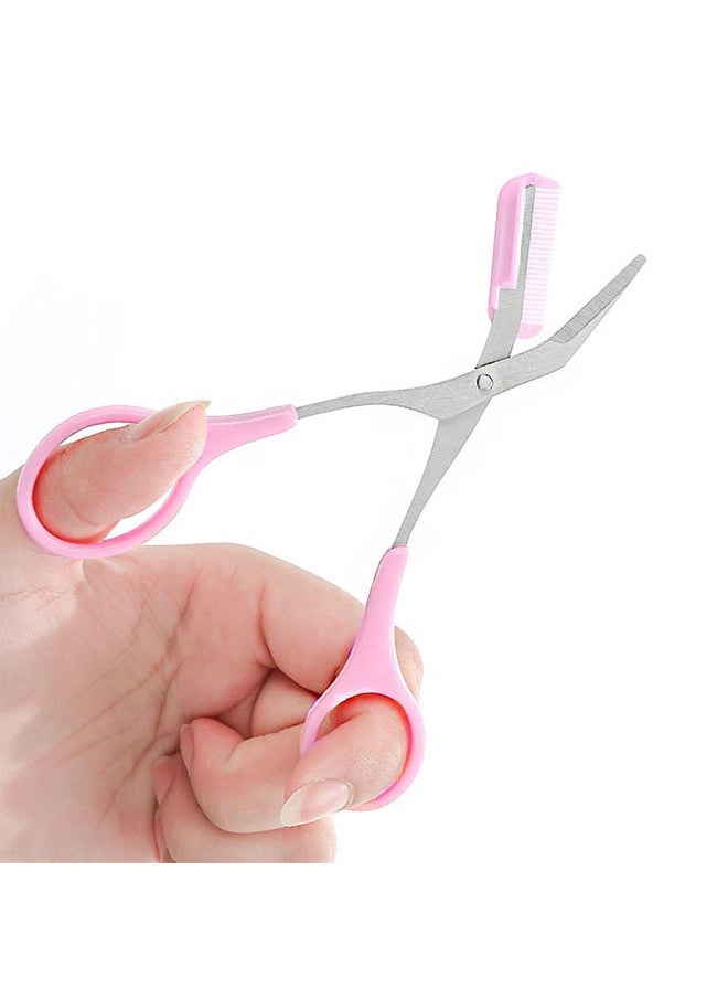 Depend Professional Eyebrow Trimmer Comb Eyelash Hair Scissors Cutter Pink  - Image 3