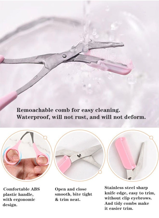 Depend Professional Eyebrow Trimmer Comb Eyelash Hair Scissors Cutter Pink  - Image 4