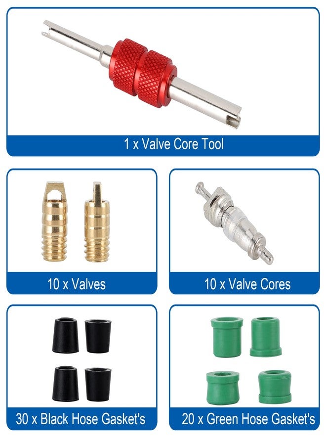 Tbest Hvac Hose Seals Hvac 71st Air Conditioner Repair Kit Repair Tools 10pcs Valve Cores 50pcs Hose Gaskets 10pcs Valves - Image 4