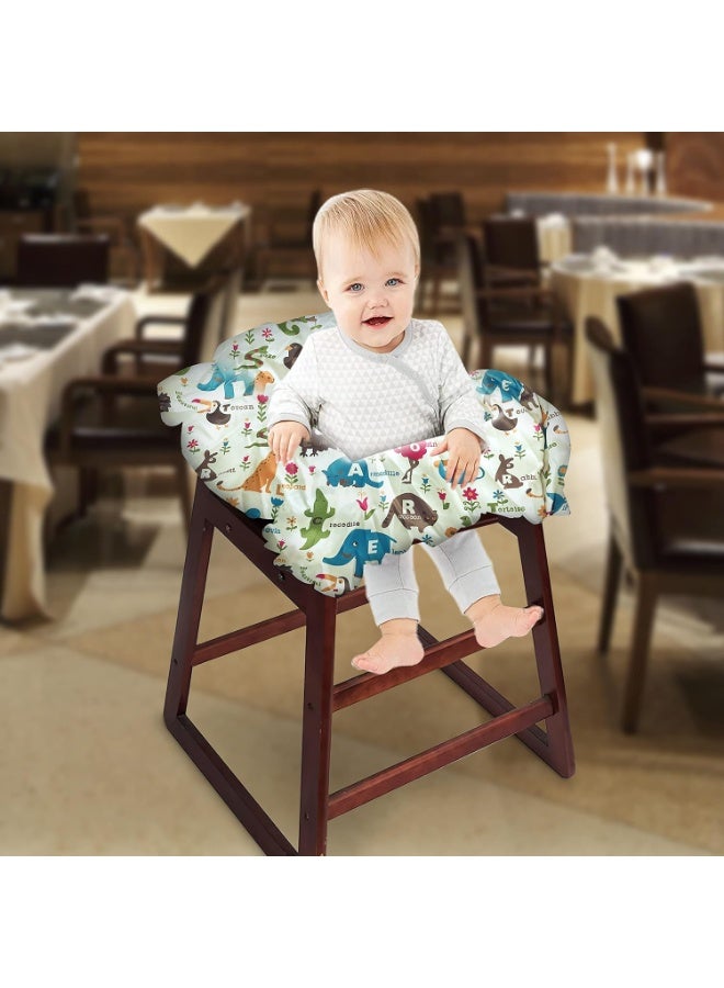 PICcircuit Shopping Cart Cover for Baby, High Chair Cover, Cart Cover for Babies, Kids& Toddlers, Portable 2-in-1 Design, Includes Free Carry Bag for Market and Resturant Use(Cute Zoo) - Image 4