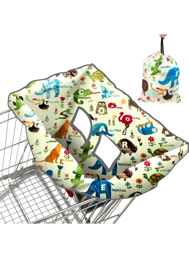 PICcircuit Shopping Cart Cover for Baby, High Chair Cover, Cart Cover for Babies, Kids& Toddlers, Portable 2-in-1 Design, Includes Free Carry Bag for Market and Resturant Use(Cute Zoo) - Image 1