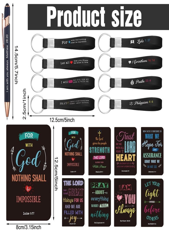 PerKoop 48 Pcs Inspirational Gifts Bulk Motivational Notepads Ballpoint Pens Keychains Set Modern Farmhouse Journal Notebooks Christian Gifts for Teachers School Office Party Favor Supplies - Image 2