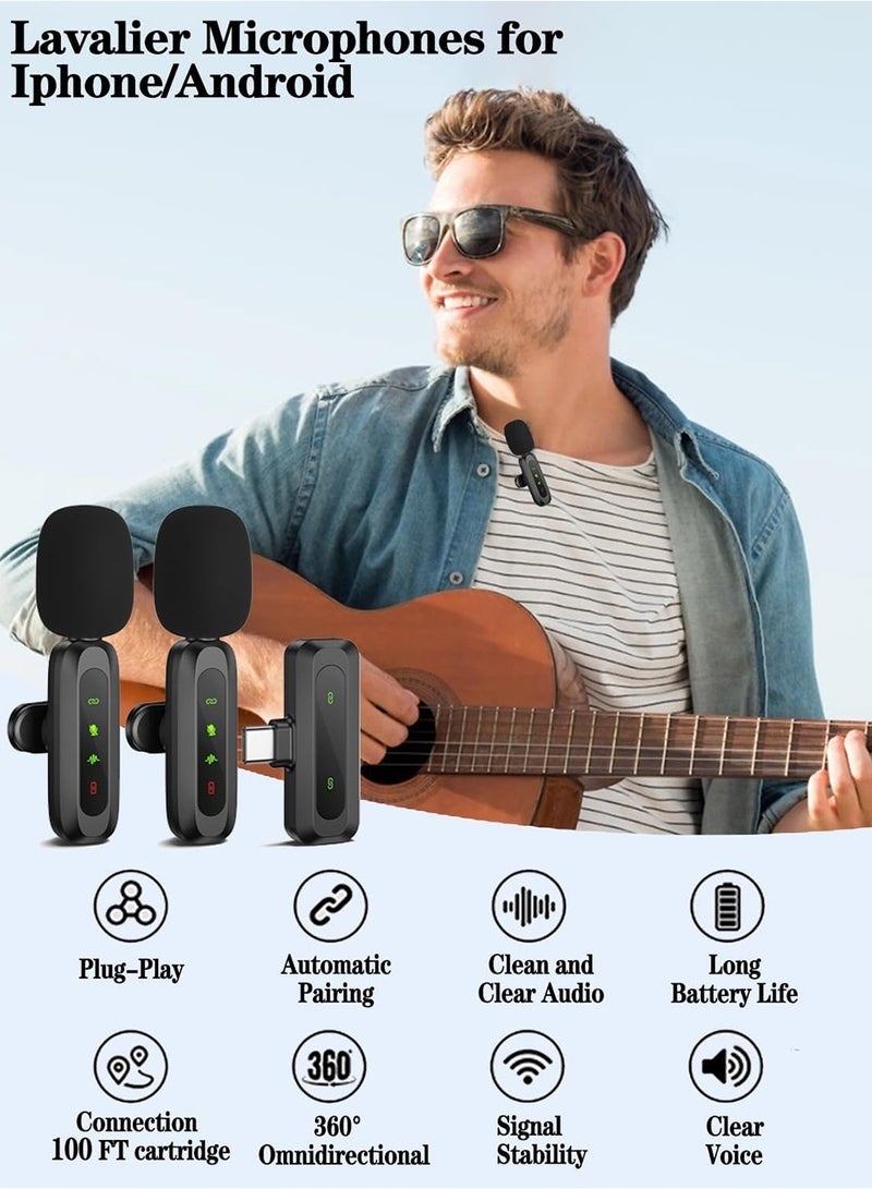 X-level Wireless Lavalier Microphone for Type-C Phone- Plug-Play Wireless Mic with 2 Microphone for USB-C Android Phone and iPhone Video Recording- Interview- Vlog- Auto Sync and Noise Reduction- 2.4 GHZ - Image 2