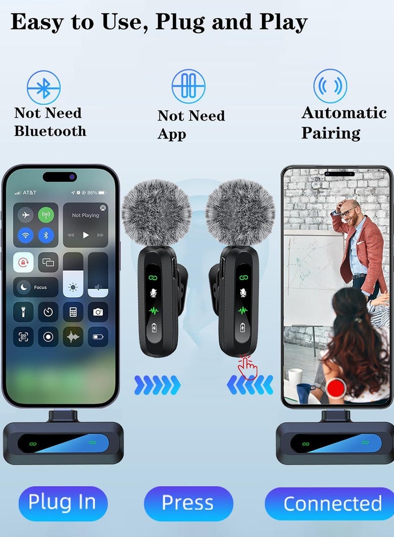 X-level Wireless Lavalier Microphone for Type-C Phone- Plug-Play Wireless Mic with 2 Microphone for USB-C Android Phone and iPhone Video Recording- Interview- Vlog- Auto Sync and Noise Reduction- 2.4 GHZ - Image 3