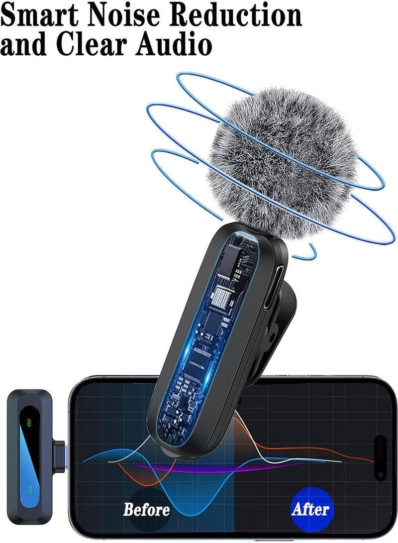 X-level Wireless Lavalier Microphone for Type-C Phone- Plug-Play Wireless Mic with 2 Microphone for USB-C Android Phone and iPhone Video Recording- Interview- Vlog- Auto Sync and Noise Reduction- 2.4 GHZ - Image 4