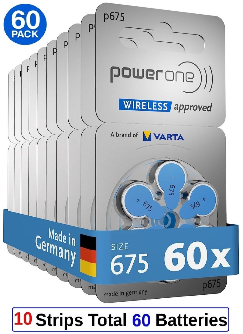 Power One Pack Of 60 Pieces 1.45V Original High Level Hearing Aid Batteries P675  - Image 1