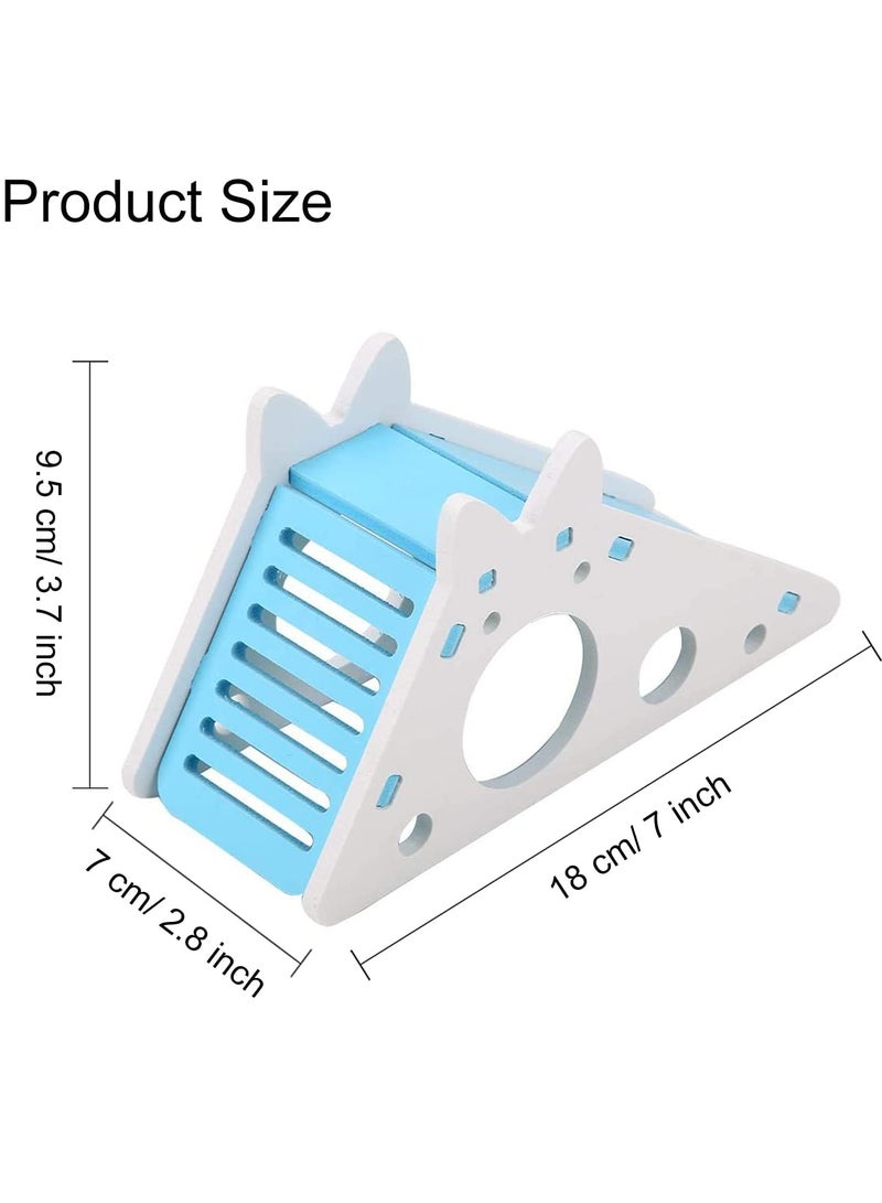 SOLARAE Hamster House with Ladder and Slide, Hamster Play Toys Hideout Hut Rat Hideaway, Boredom Breaker Small Animal Activity Toy, DIY Hamster Cage Accessories for Small Pets (Blue) - Image 2