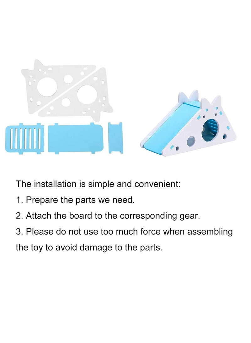 SOLARAE Hamster House with Ladder and Slide, Hamster Play Toys Hideout Hut Rat Hideaway, Boredom Breaker Small Animal Activity Toy, DIY Hamster Cage Accessories for Small Pets (Blue) - Image 3