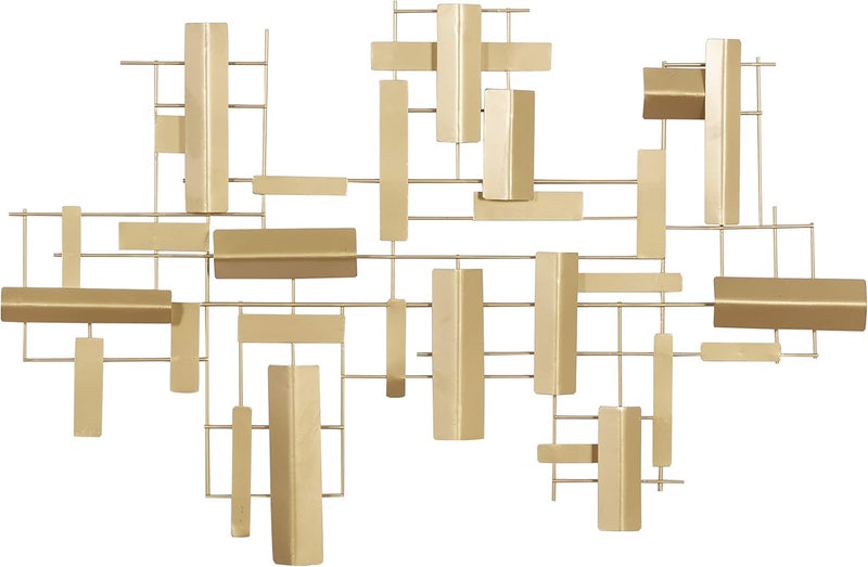 Deco 79 CosmoLiving Metal Geometric 3D Stripe Wall Decor, 36" x 1" x 23", Gold - Image 2