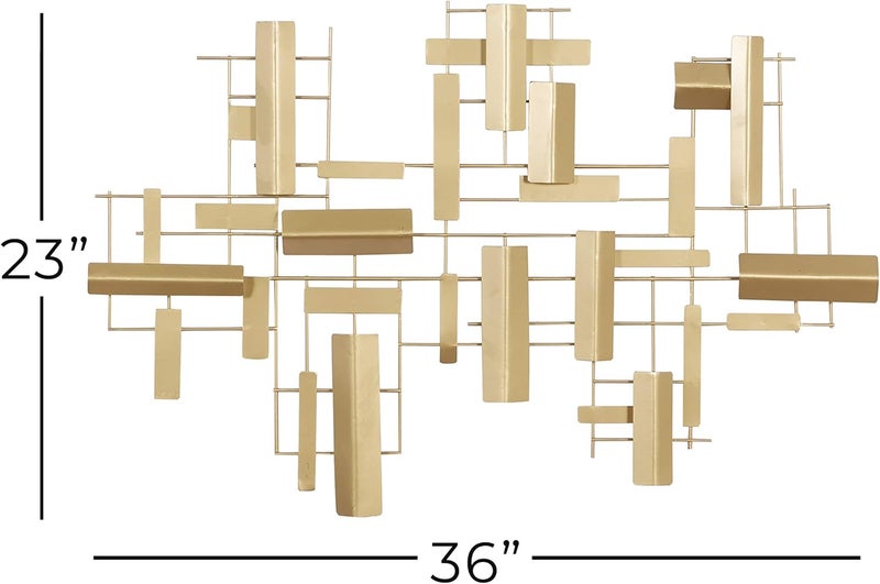 Deco 79 CosmoLiving Metal Geometric 3D Stripe Wall Decor, 36" x 1" x 23", Gold - Image 3