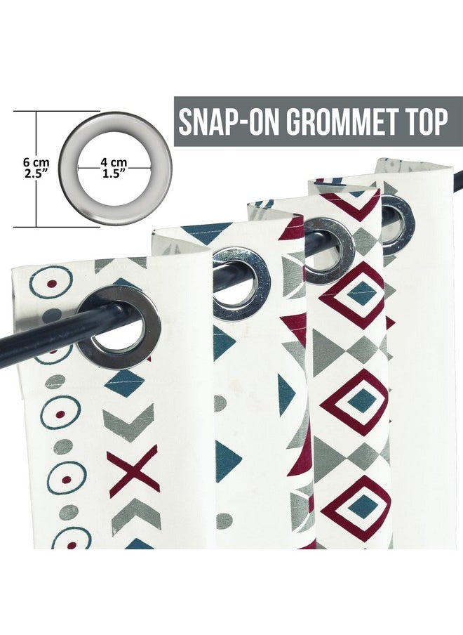 Story@Home Story@Home Door Curtains 7 Feet Long Set of 2 | Bohemian Curtains | Abstract Design Cotton Curtain | Light Filtering Curtain for Door | Curtains for Living Room | (116 x 215 cm, White & Grey)  - Image 4