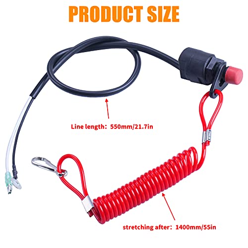 MWMNUN Universal Boat Outboard Lanyard Engine Motor Kill Urgent Stop Switch/Safety Lanyard Tether Cord 2 pcs Compatible with YamahaTohatsu Honda Outboard Motors, ATV Boat Bike - Image 2