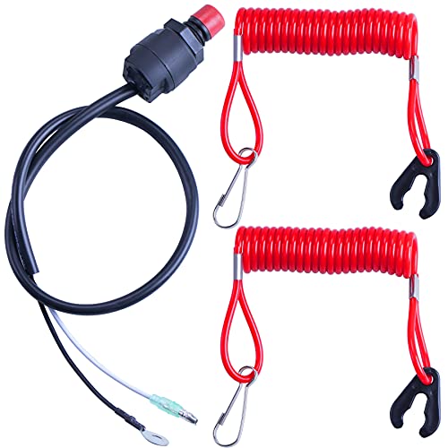 MWMNUN Universal Boat Outboard Lanyard Engine Motor Kill Urgent Stop Switch/Safety Lanyard Tether Cord 2 pcs Compatible with YamahaTohatsu Honda Outboard Motors, ATV Boat Bike - Image 1