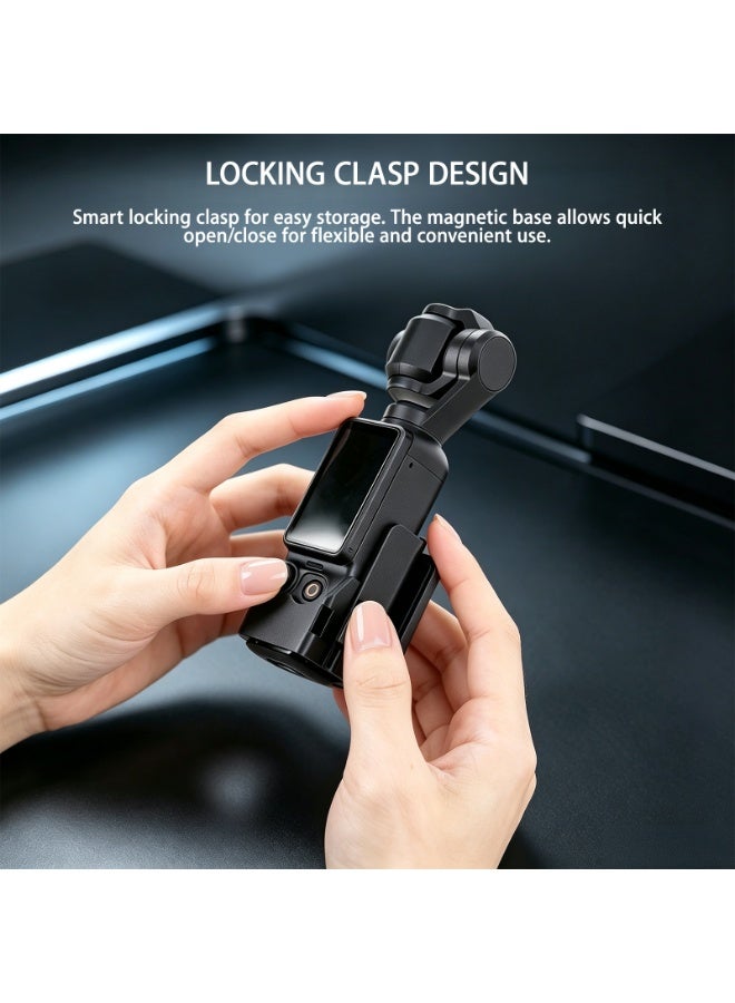 CHIYLE Magnetic Mount Stand for DJI Osmo Pocket 3 & 4,Adjustable Base with Protective Frame,Easy to Install, Quick to Store, for Desktop & Vertical Surfaces (Black) - Image 5